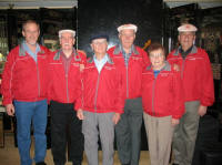 The Canadian delegation, proudly wearing their Canada jackets: L to R: Murray Doull, John Lowe, Aubrey Flegg, Larry Stebbe, Betty Waldenberger, Wayne Stebbe