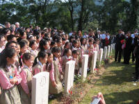 The children of the Canadian International School after singing at the ceremony