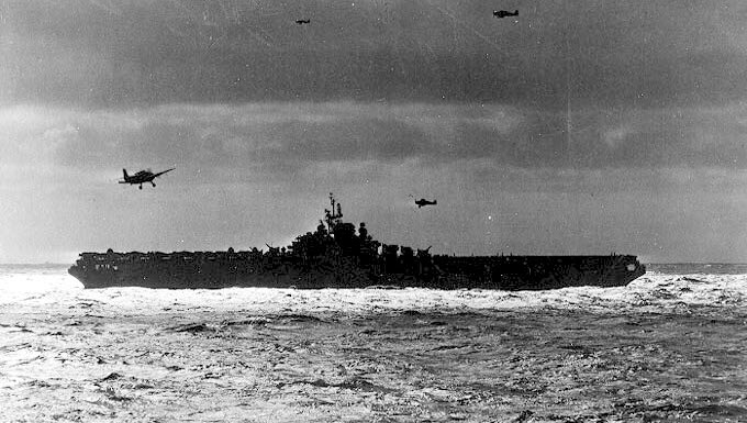 USS John Hancock, c 17 August 1945
(Courtesy USS Hancock Society)